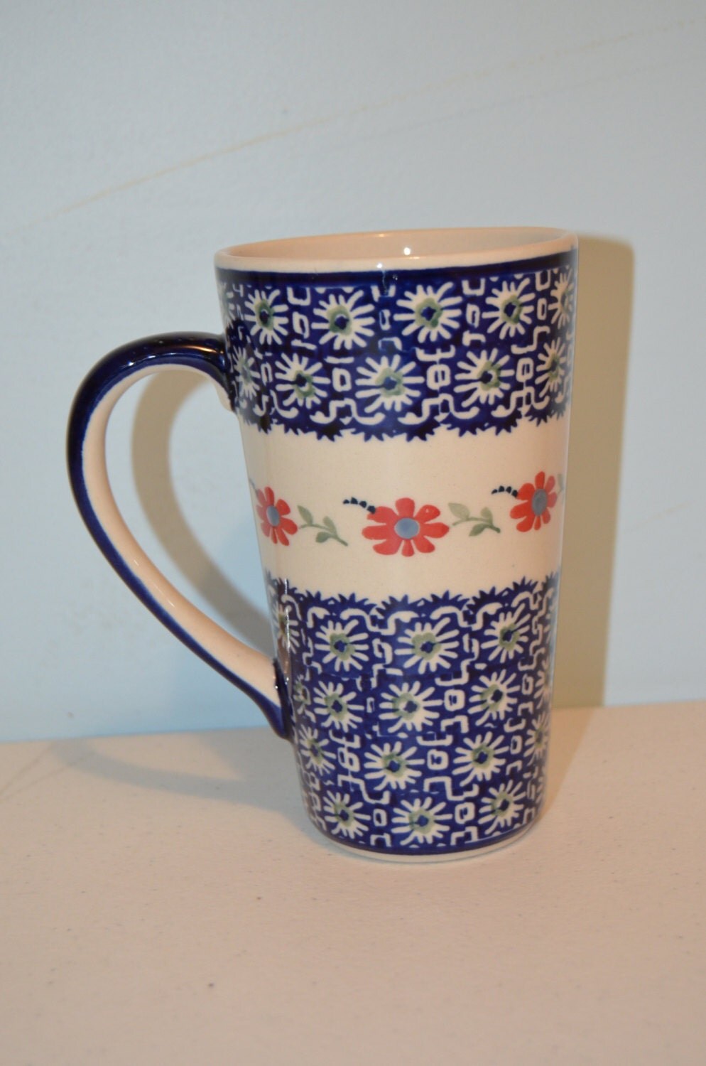 Tall Flower Mosaic Polish Pottery MugMade in PolandBrand New