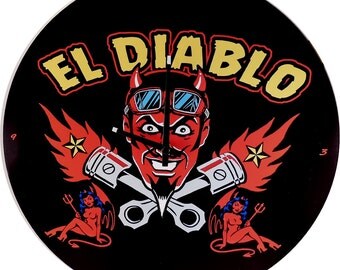 El Diablo RATROD HOTROD ROCKABILLY 1950's 12 Inch Record Album Wall Clock