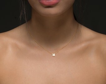 Initial Necklace. Tiny Gold Letter Necklace Gold initial necklace Name Necklace. Personalized bridesmaids jewelry. Letter charm necklace
