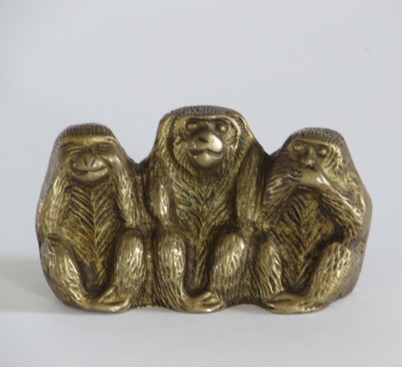 three wise monkeys brass ornament