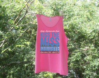 Kiss the Miss Goodbye // Mountain Lake - Beach Tanks // Bachelorette Tanks neon // Bachelorette Shirt Sets