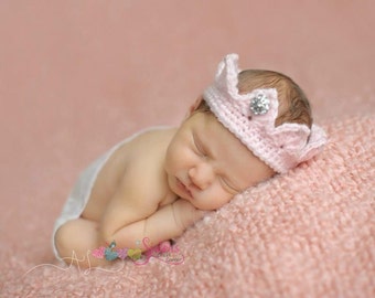 Baby Crown Tiara – Newborn Tiara Headband – Newborn Crown Prop – Crochet Newborn Tiara – Crochet Baby Crown – Princess Baby Crown