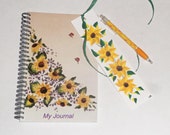 Sunflower Spiral bound notebook gift set; writers journal; dream journal; gift journal; diary