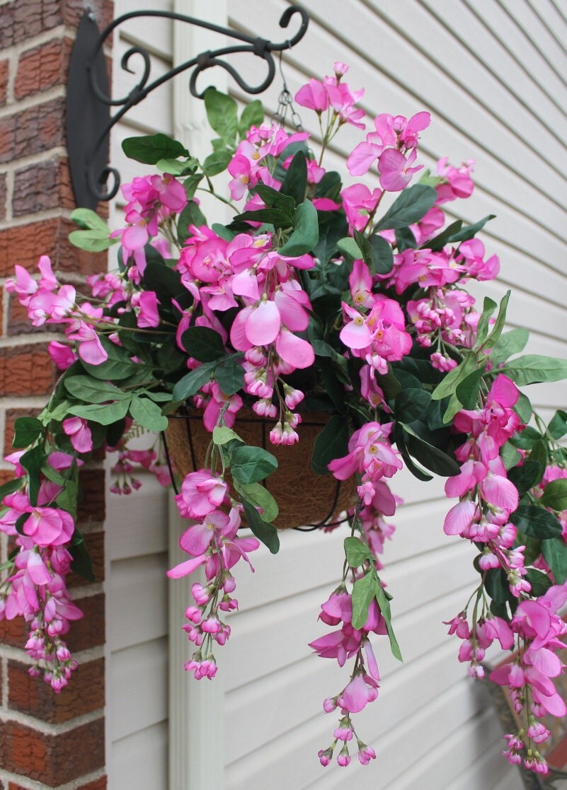Silk Hanging Plant Fuschia Wisteria by SilkEleganceFlorals