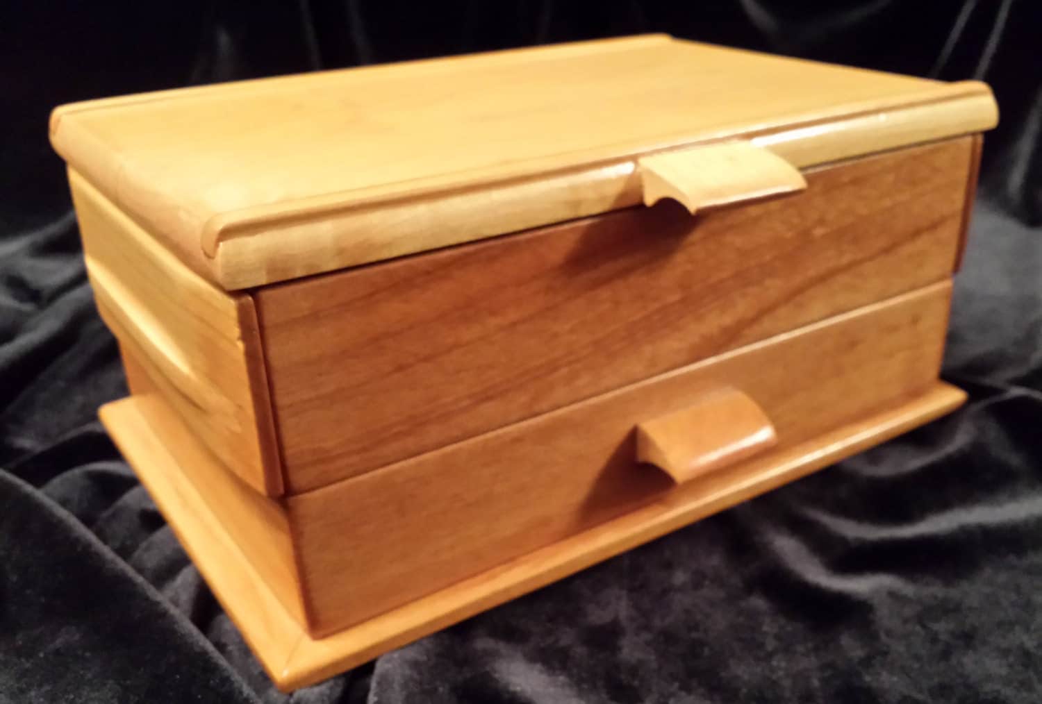 Wood Jewelry Box Solid Natural Cherry and Maple Hardwood