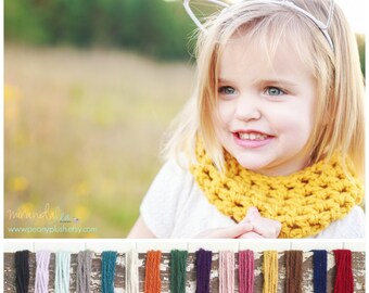 Toddler Scarf - Kids Winter Scarf - Mustard Toddler Scarf . Toddler Cowl . Child Knit Scarf . Baby Scarf . Girl's Crochet Scarf Girl's Cowl