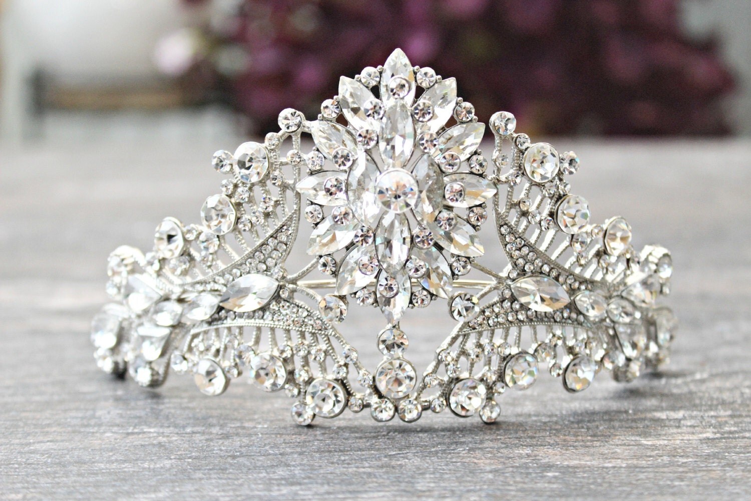 Bridal Tiara Crystal Majestic Tiara Swarovski by EdenLuxeBridal