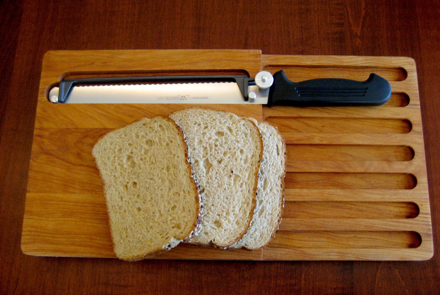 Adjustable Slicing Knife Cutting Board Set Solid Wood