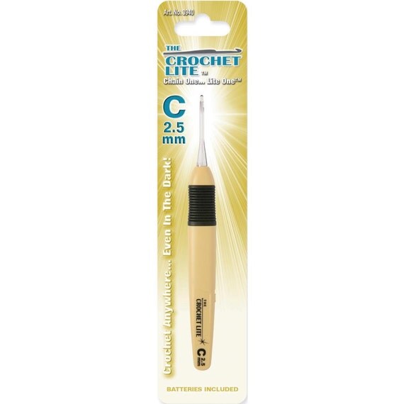 Cornerstone Crochet Lite Hook Light Up Crochet Hook Size C or 2.5 in ...