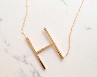 ONE DAY SALE large initial necklace // oversized letter // alphabet // personalized // sideways initial / oversize letter / bridesmaids /