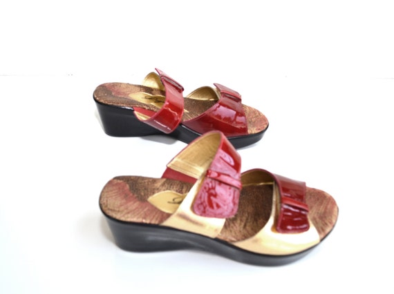 blake scott red wedge sandals