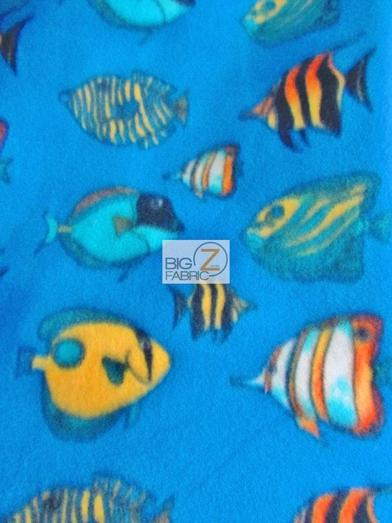 Fish Print Polar Fleece Fabric Fishes In The Sea By Bigzfabric