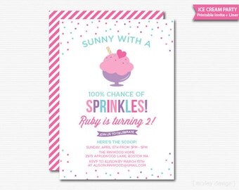 Ice Cream Invitation Ice Cream Party Ice Cream Social Printable Girls Birthday Invite Summer Party Summer Birthday Sundae Invitation DIY