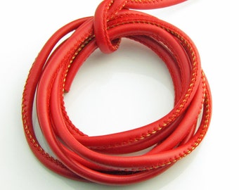 4mm PU Red leather cord, 5 feet
