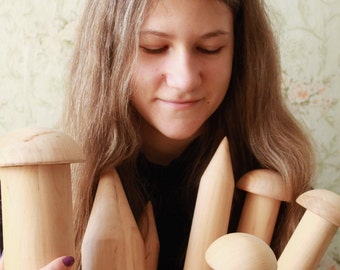 Large Thick wooden knitting needles - 40 mm in diameter (1,57") 500 mm long (19.68") - Pine-tree