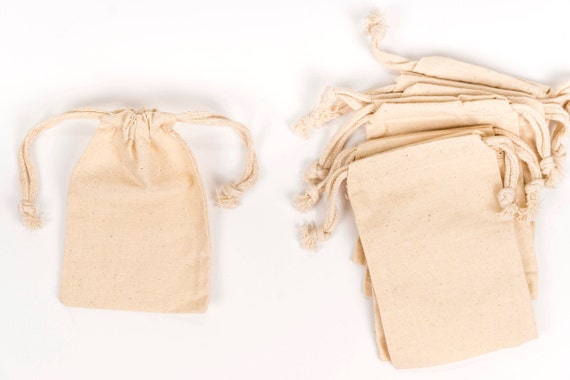 15 -- 4 x 6 Natural Cotton Muslin Drawstring Bags for Wedding Favors ...
