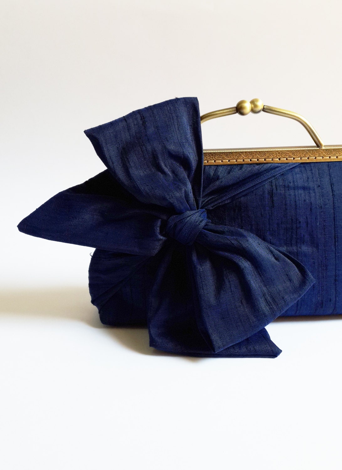 Navy Wedding Clutch Purse Bow Clutch Bridesmaid By Sheetadesign