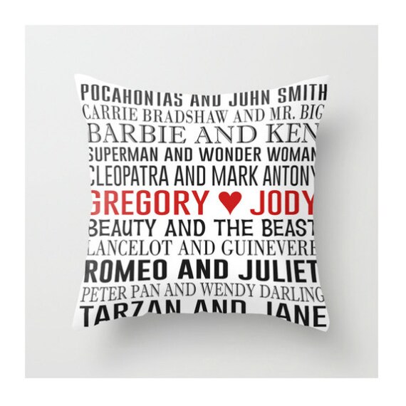Personalized Famous Couples Throw Pillow Couples Pillow