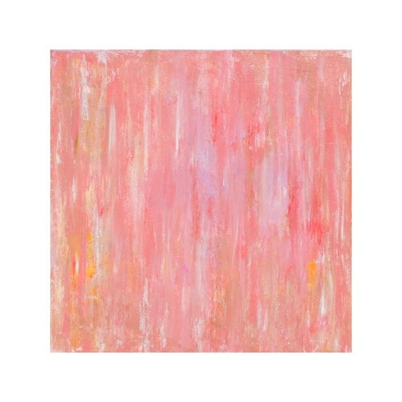 Abstract Painting Coral Pink Wall Decor Shabby by PrchalArtStudio