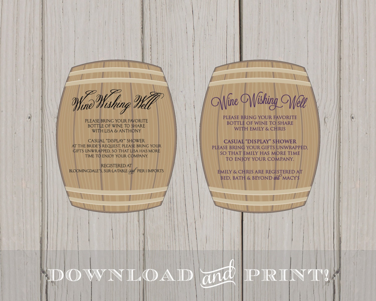 DIY Wine Wishing Well Bridal Shower Printable Insert Card