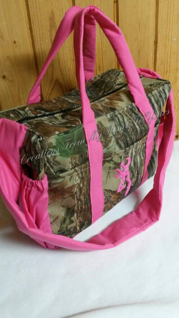 LARGE pink Camo diaper bag