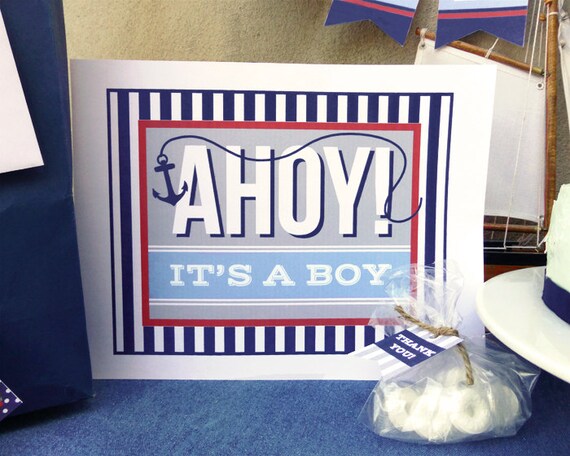Ahoy It's A Boy: Welcome Sign Printable Boy Baby