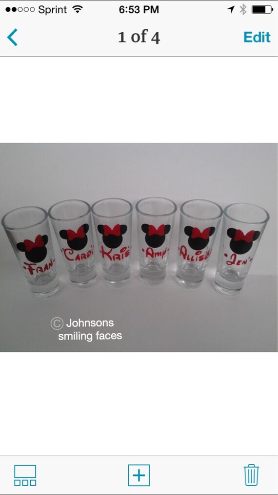 Personalized disney shot glass set 6