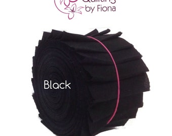20 x 2.5" Black PreCut Jelly Roll Fabric Strips, 2.5 inch x WOF, die cut