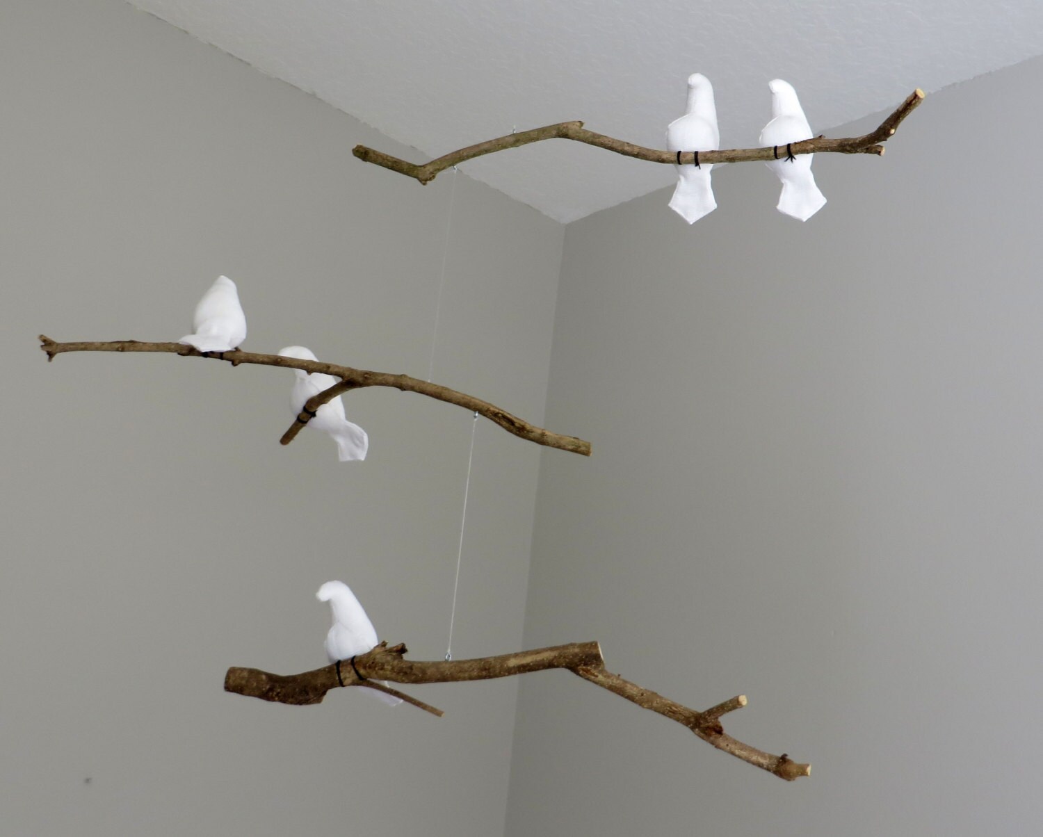 bird mobile natural or white linen fabric birds made to bird mobile natural or white linen fabric birds made to