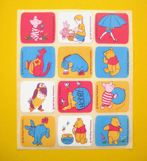 Vintage Winnie The Pooh Stickers Sheet