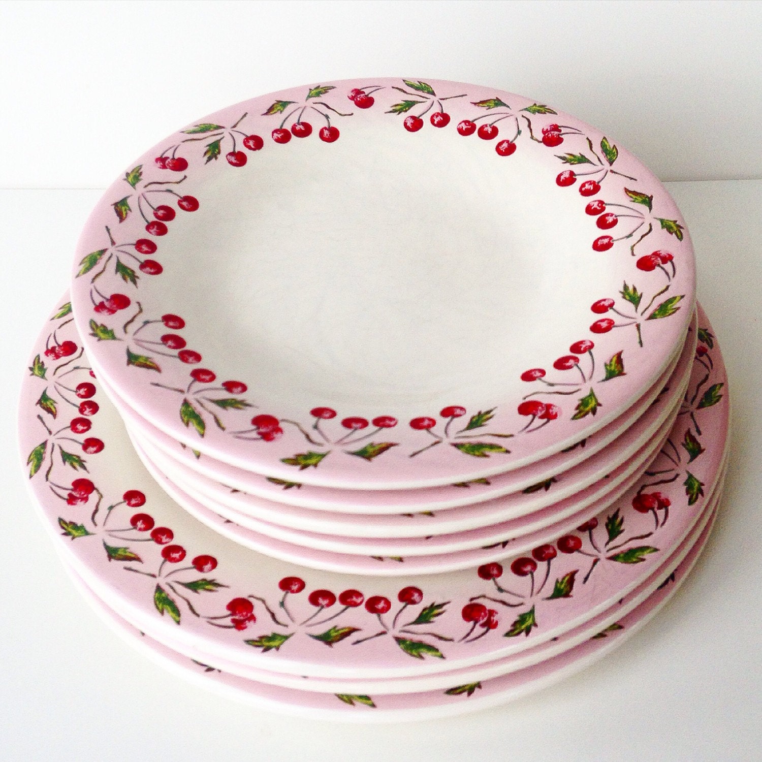 ONE Vintage france cherry plates rare le comptoir de famille