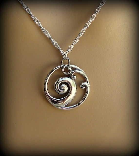Sterling silver ocean wave necklace ocean by DesignedByMarilyn