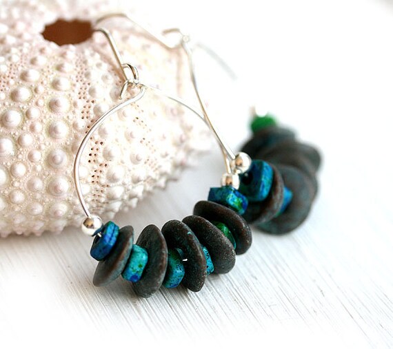 Silver Hoop earrings Beach inspired Jewelry Beach by BeachSpot