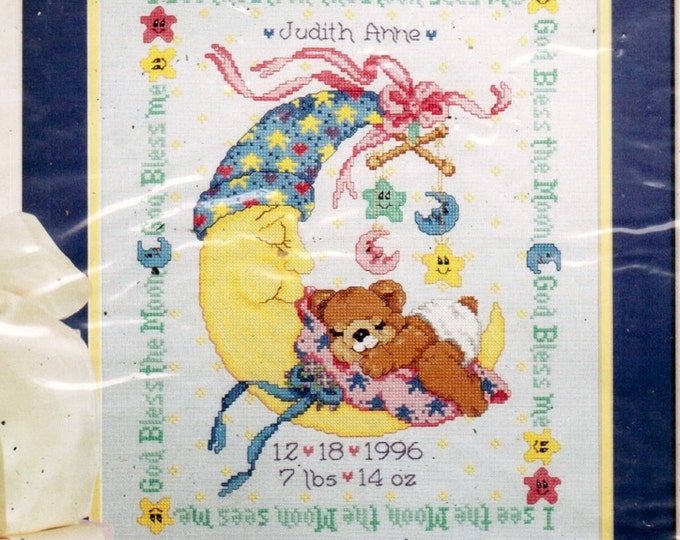 Cross Stitch Kit, Nursery Wall Decor, Bucilla Mr Moon and Me, Baby Nursery Decor