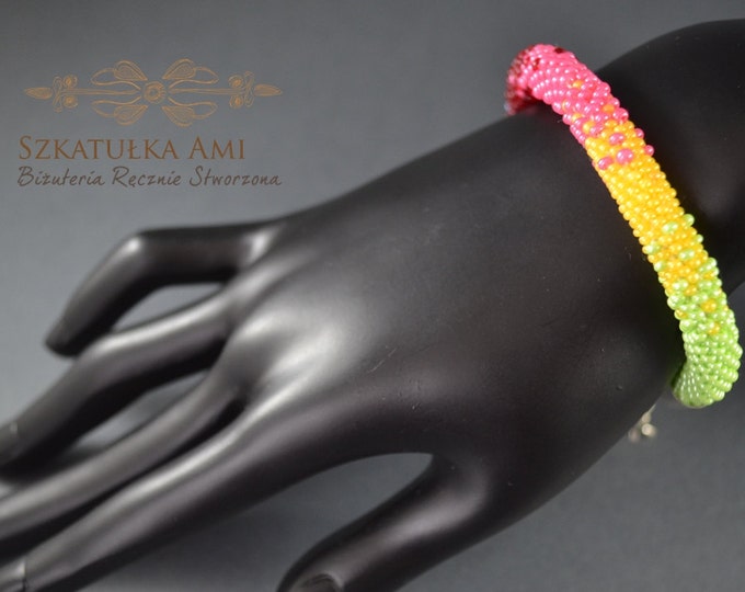 Seed beads bracelet rainbow bracelet colored bracelet friendship gift springs ideas crochet bracelet handmade bracelet for her