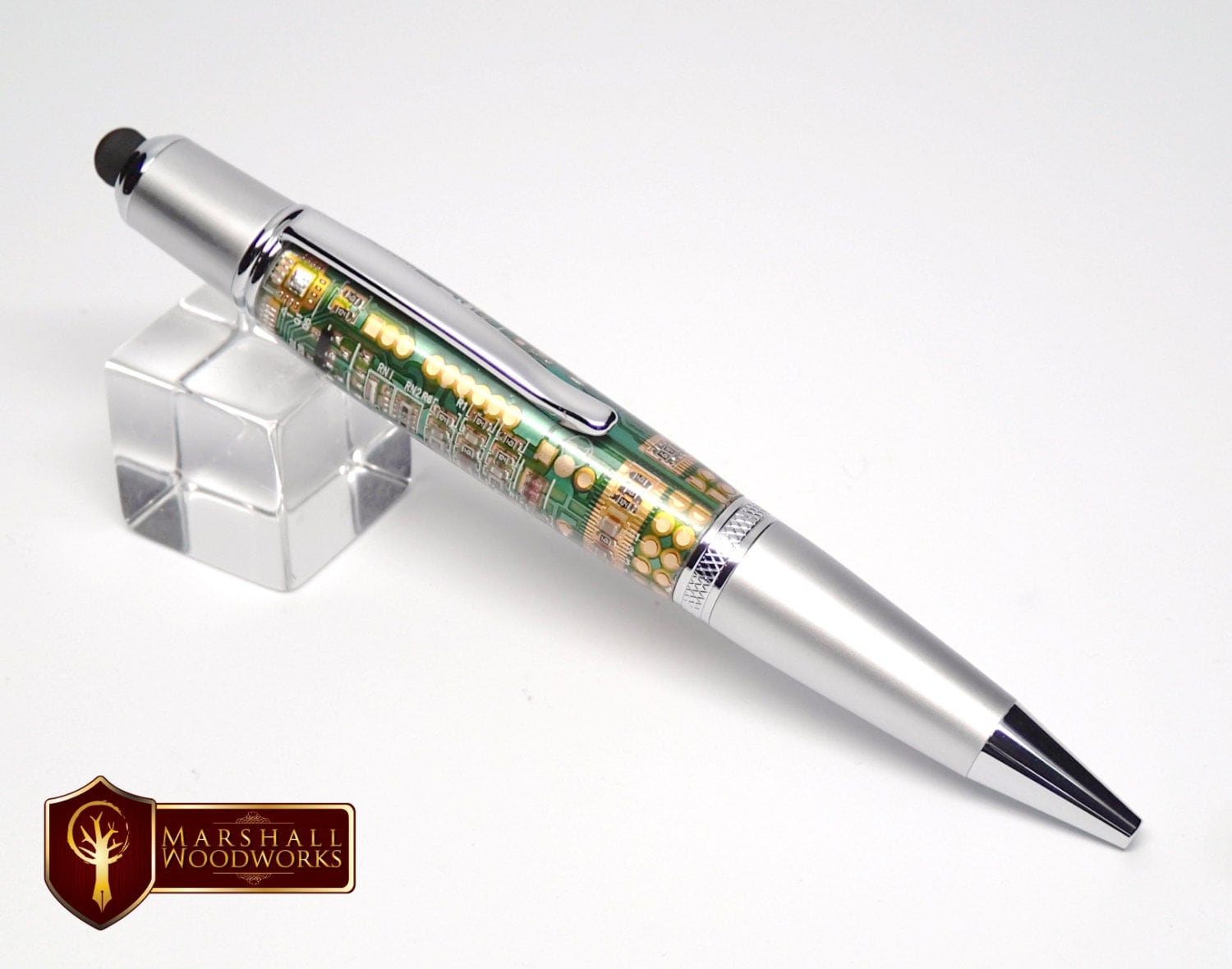 Handmade Circuit Board Twist pen with Stylus