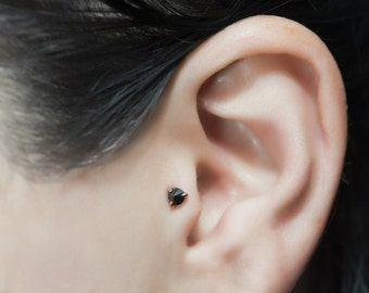 Dainty Black Diamond Stud, Black Diamond Stud Earring, Mini Black Diamond Stud, Tiny Diamond Earrings