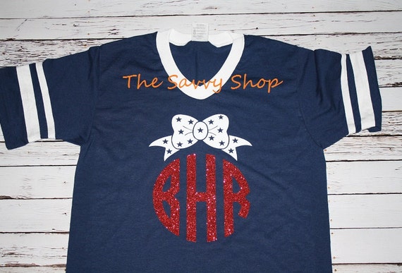 Items similar to Memorial Day Monogrammed Jersey - Fourth of July Shirt ...