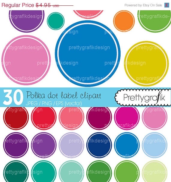 80% OFF SALE 30 polka dot label clipart commercial use, vector graphics, digital clip art, digital images - CL466 Il_570xn