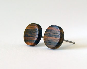 Ebony Wood Studs, wood earrings, unisex, mens stud earrings, wood stud earrings, men's studs, wood post earrings, natural wood studs