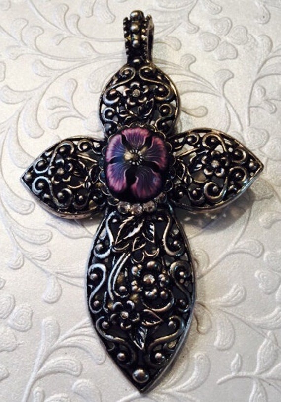 Polymer Clay Cross Pendant by BeClayzy on Etsy