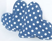 Pocket Hand Warmers, Microwavable, Reusable, Flax Seed and Rice, Hot Hands, Blue Polka Dots, Hearts, Cotton, Stocking Stuffer, Christmas