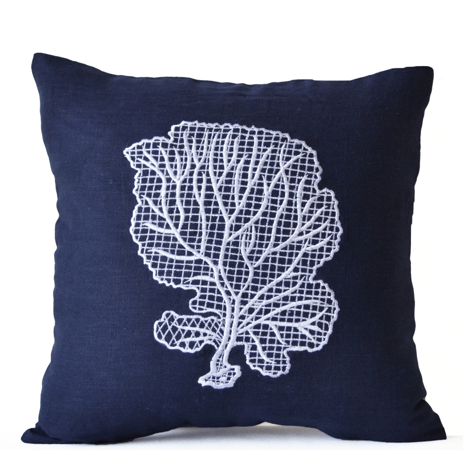 Navy Blue Throw Pillow Case Beach Decor Oceanic Pillow