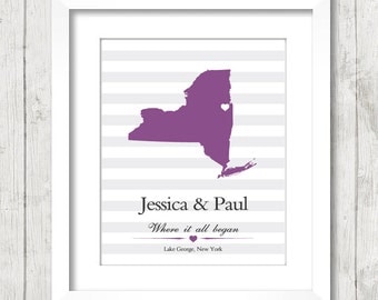 ... New York - Custom Wedding, Engagement & Anniversary Gift - Bride and