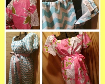 Custom Maternity Hospital Gown w/ shoulder & back snaps