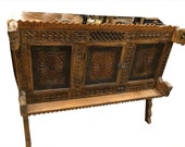 India Vintage Furniture Antique Console Sideboard Classic Vastu Chakra Hand Carved Chest