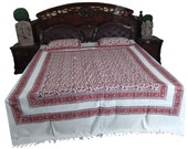 Indian Bedding Cotton Bed Cover 100% Handloom Cotton Kalamkari Print Two Pillow Covers