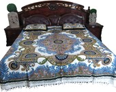 Cotton Bed Cover 3 pc set Handloom Bedding Bedspreads-Indian Bedroom Decor, authentic , handcrafted