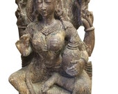 Antique Laxmi statue Garden Sculpture Maa Lakshmi Sandstone Statue - Wealth and Fortune, Pitcher of abundance