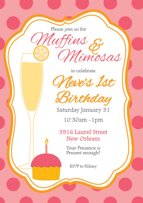 40 Muffins & Mimosas Invites by kedesignstudio on Etsy